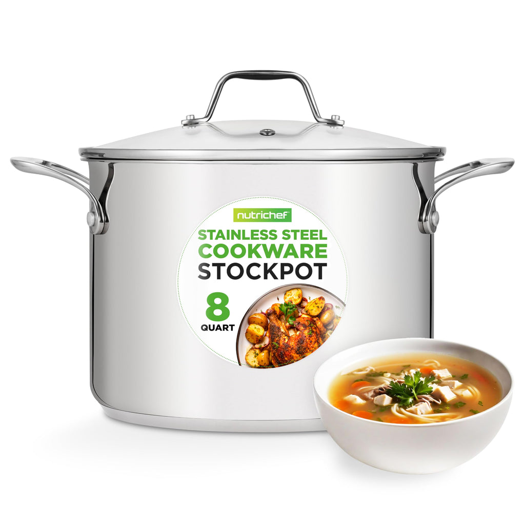 8-Quart Stainless Steel Stock Pot with See-Through Lid I84371