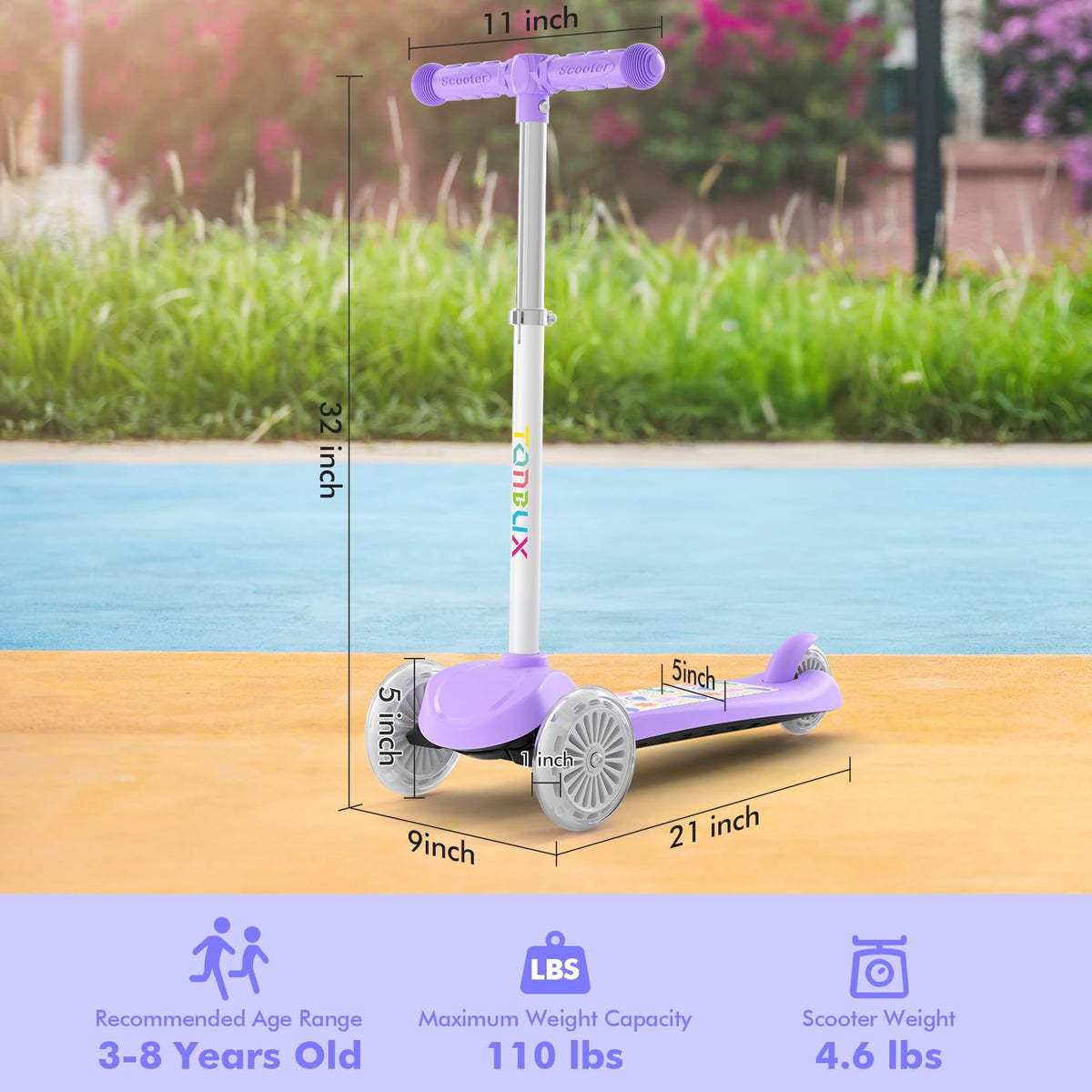 Kids 3-Wheel Scooter with Light-Up Wheels J621