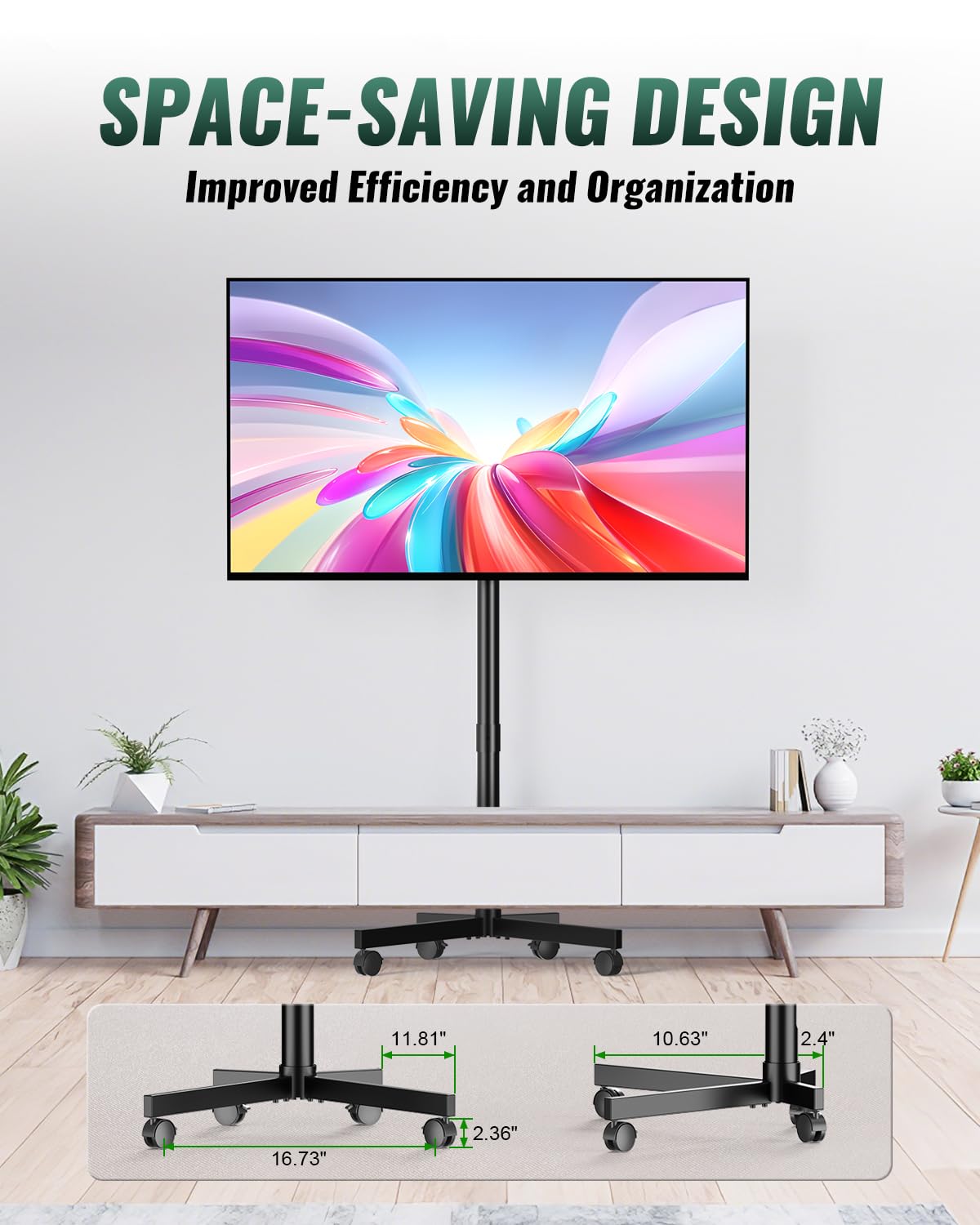 Rolling TV Stand on Wheels for 23-60 Inch TV Q468