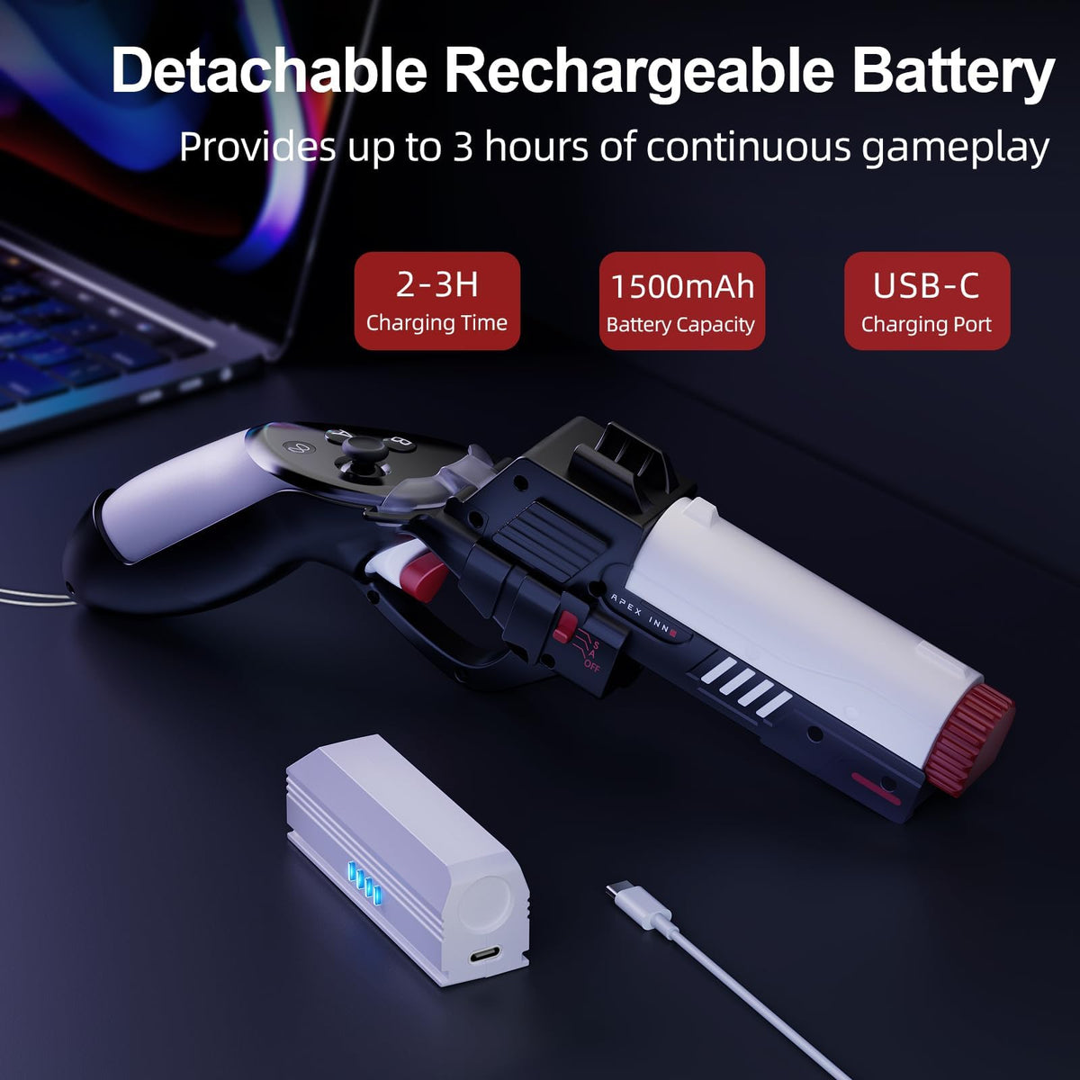 Controller Accessories Haptic Gun Stock Cover Compatible with Meta Quest 3S and Meta Quest 3 T40571