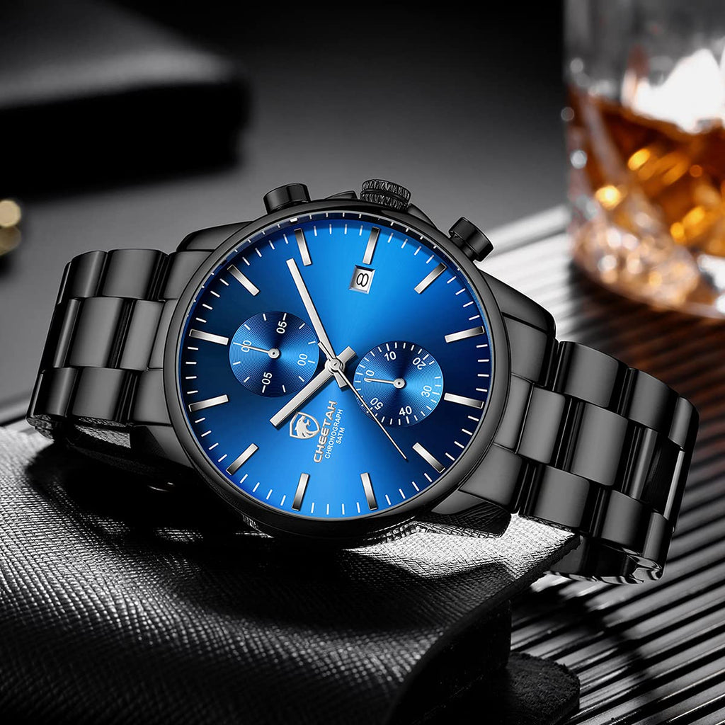 Mens Stainless Steel Waterproof Chronograph Quartz Watch H9245