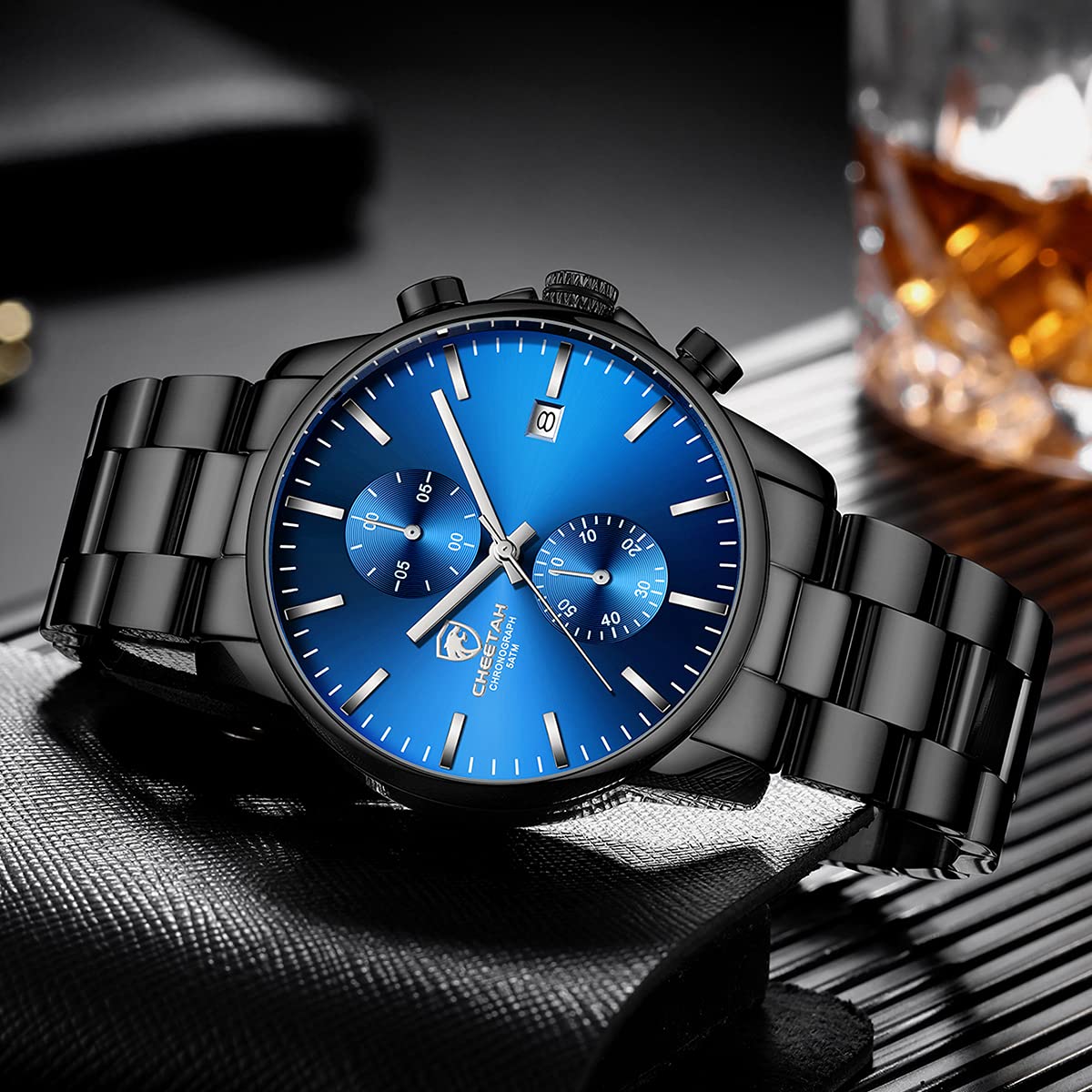 Mens Stainless Steel Waterproof Chronograph Quartz Watch H9245