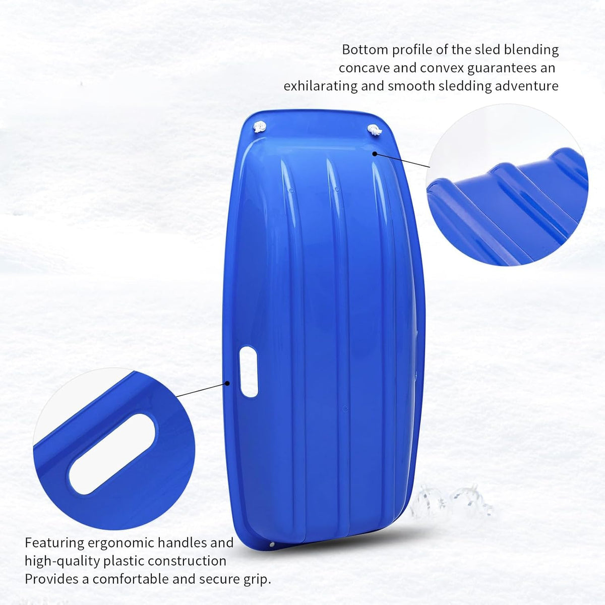 35 Inch 2-Person Plastic Snow Sled with Pull Rope O20801