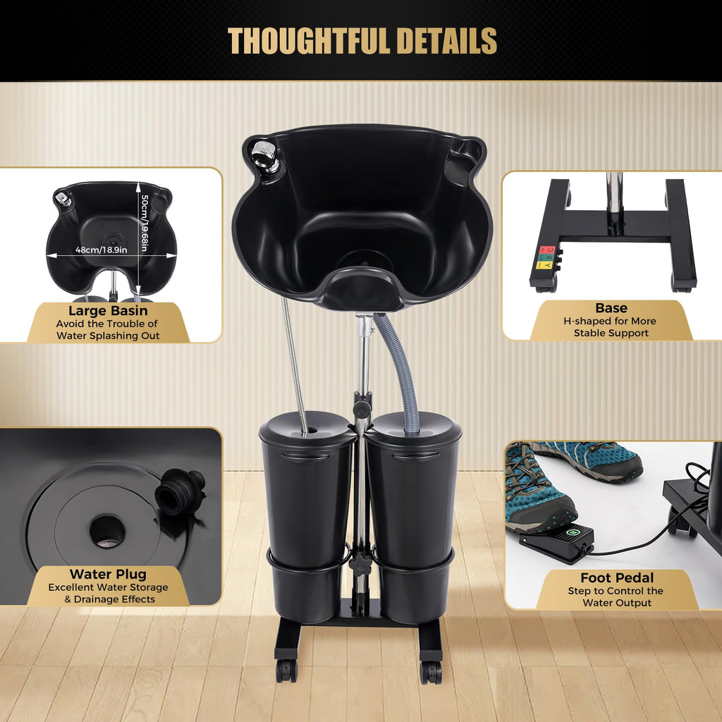 Portable Plastic Shampoo Bowl with Electric Pump U4484