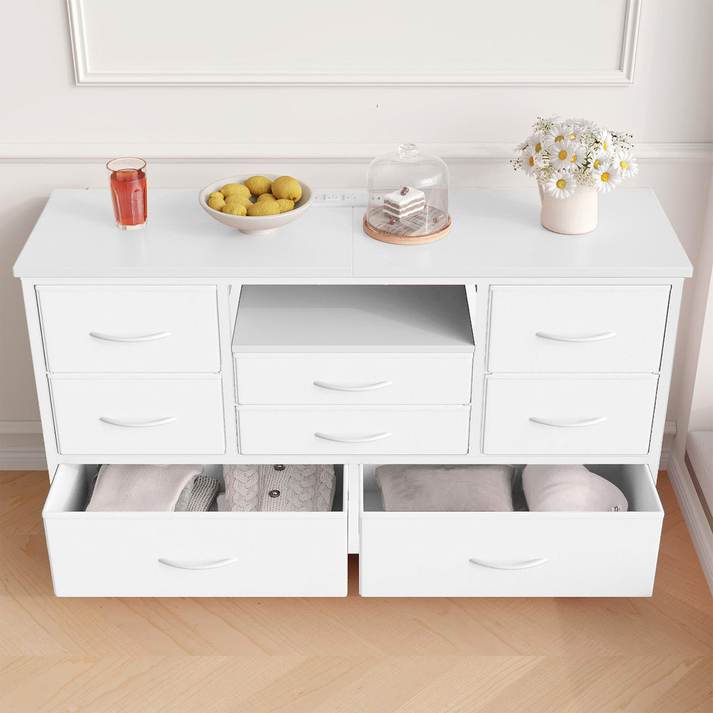 8 Drawer LED TV Stand Dresser with Charging Station L609