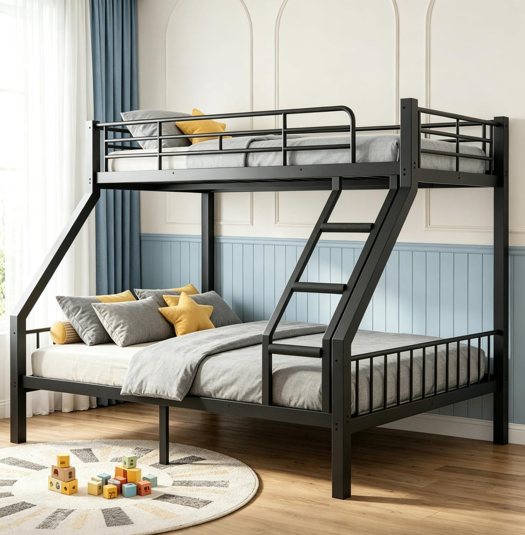 Twin XL Over Queen Bunk Bed with Angled Ladder I539027