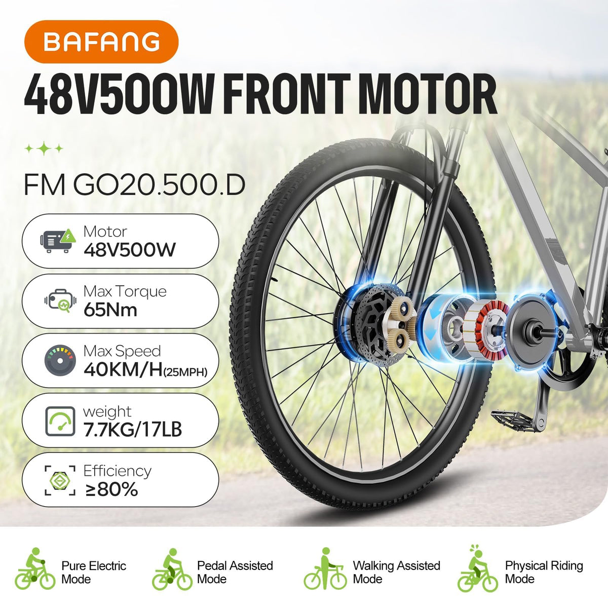 48V 500W Front Hub Motor Ebike Conversion Kit T842