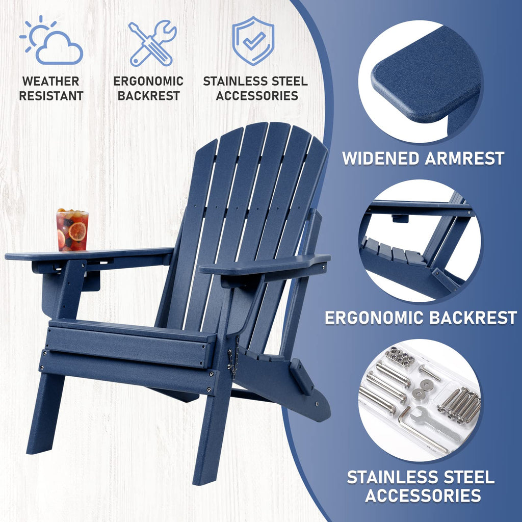 Oversized Folding Adirondack Chair Set of 4 with Adjustable Backrest B573041