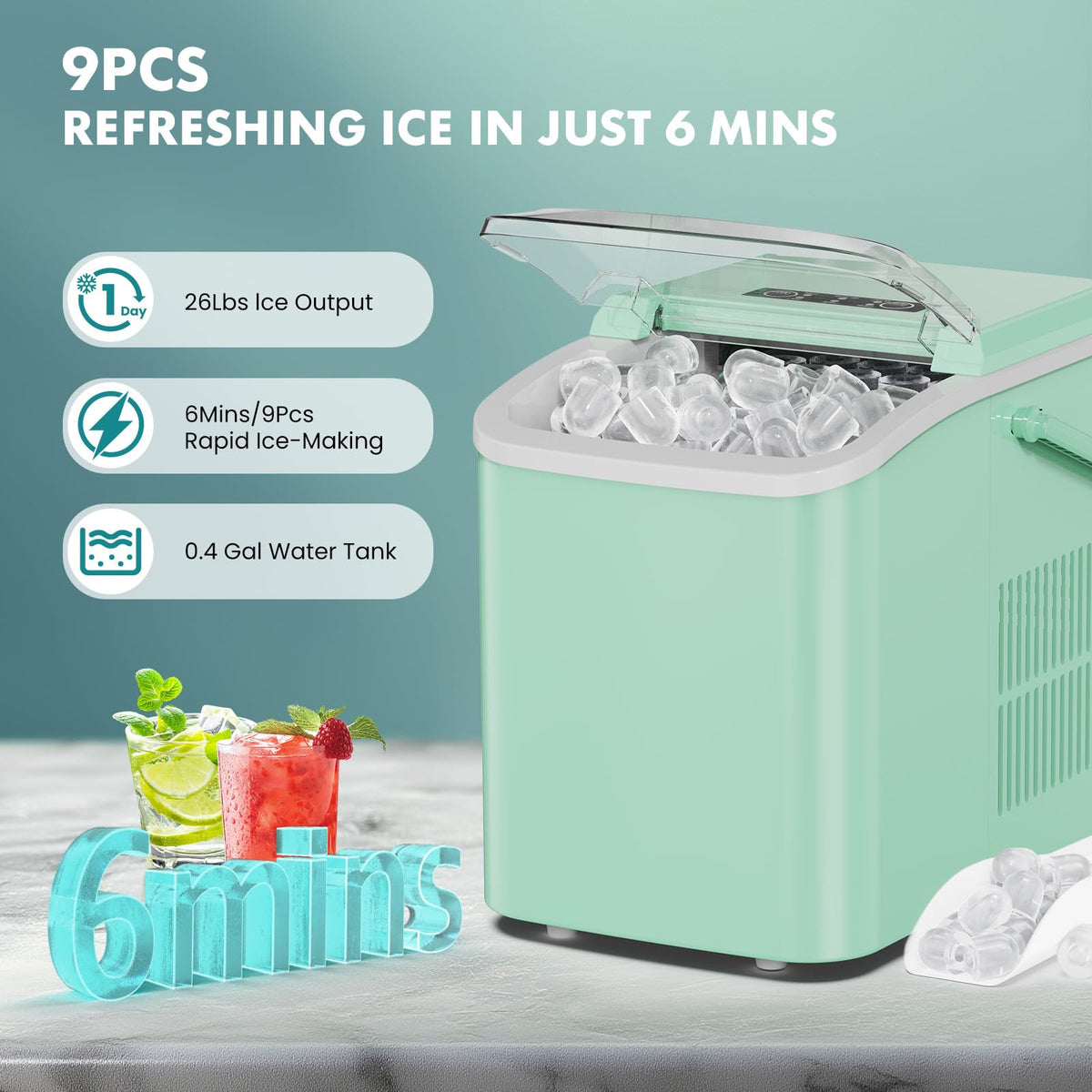 Portable Ice Maker Machine with Handle C462840