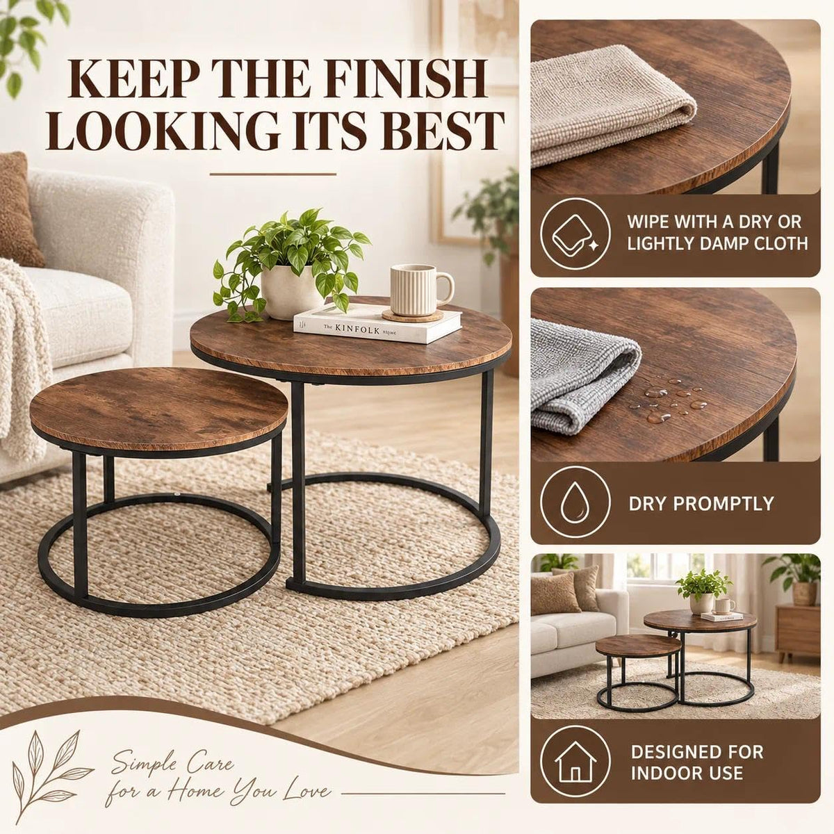 Round Nesting Coffee Table Set of 2 G574800