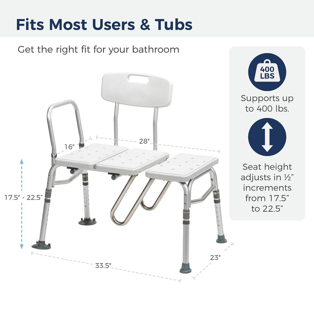 Adjustable Height White Tub Transfer Bench Q68362