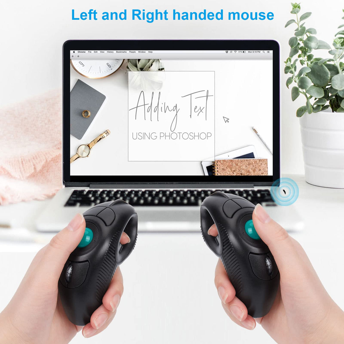 Wireless USB Handheld Finger Trackball Mouse Q986