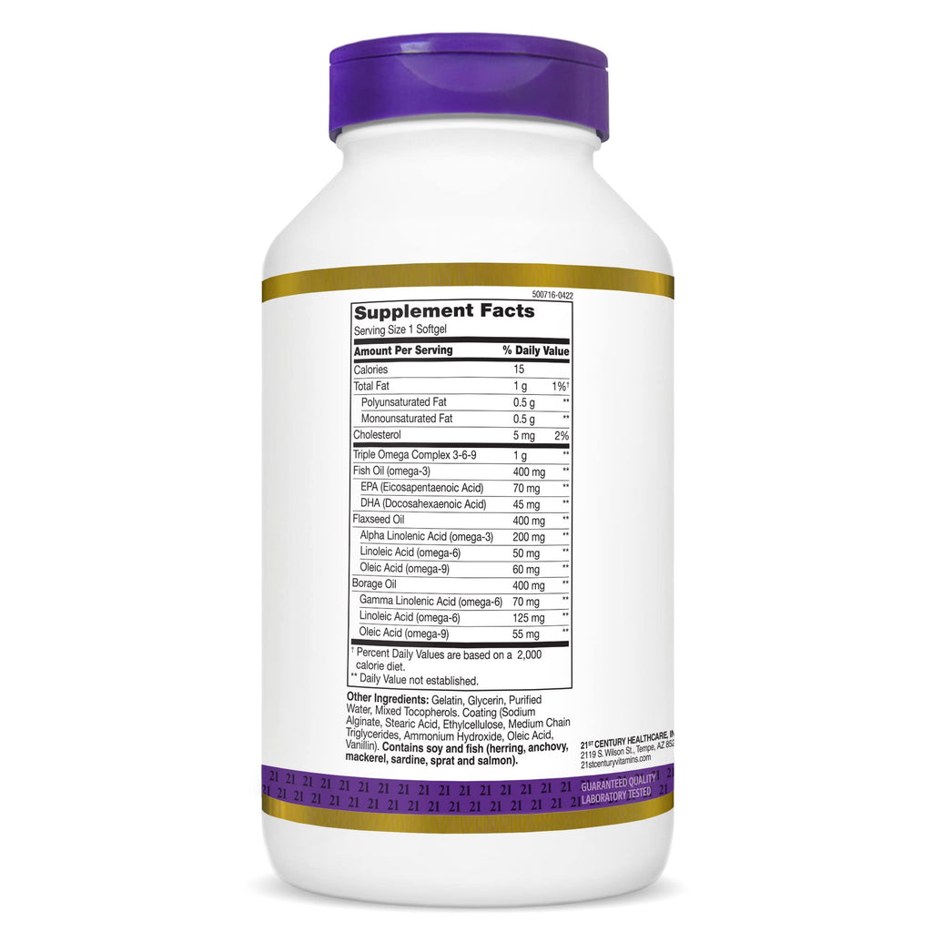 Omega 3-6-9 Softgels, 180 Count H42993