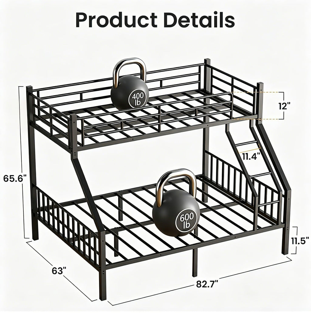 Twin XL Over Queen Bunk Bed with Angled Ladder I539027