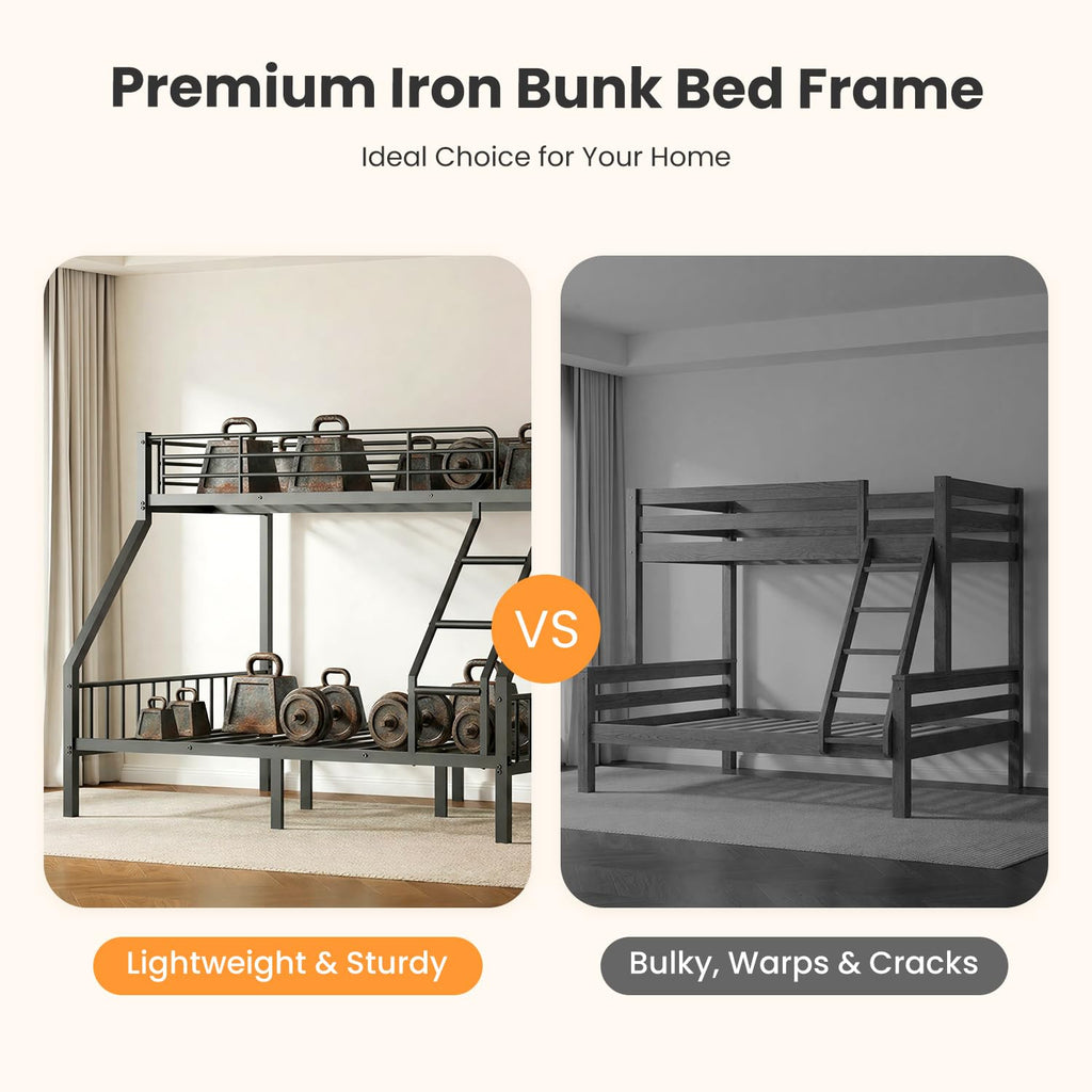 Twin XL Over Queen Bunk Bed with Angled Ladder I539027