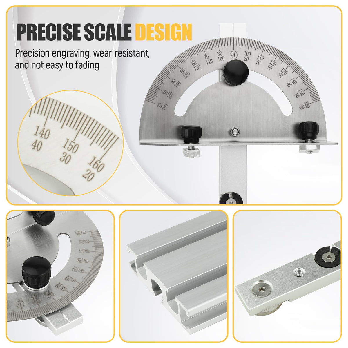 Table Saw Miter Gauge System with Miter Fence, 120° Angle Stops Adjustable, 250mm I12588