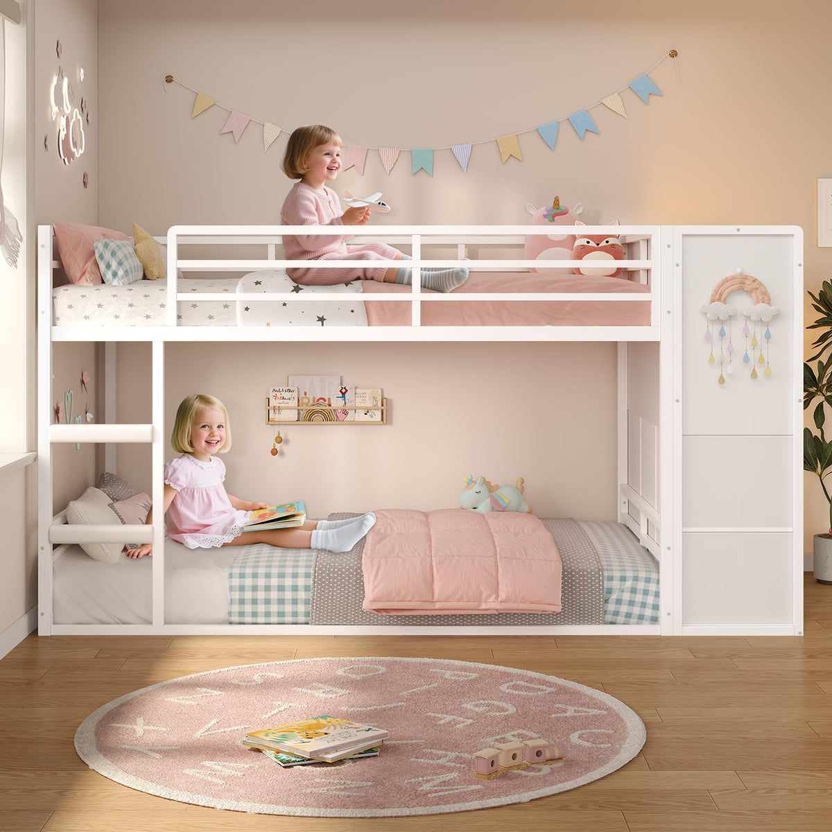 Twin Over Twin Bunk Bed with 6 Storage Drawers Q5836
