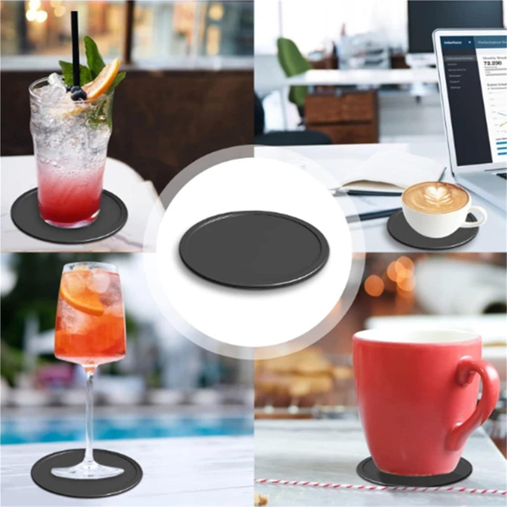 36pcs Set Circular Silicone Coasters Black U575