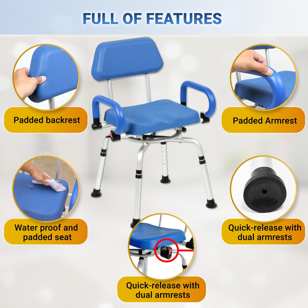 Swivel Shower Chair with Padded Seat, Back & Arms S462127