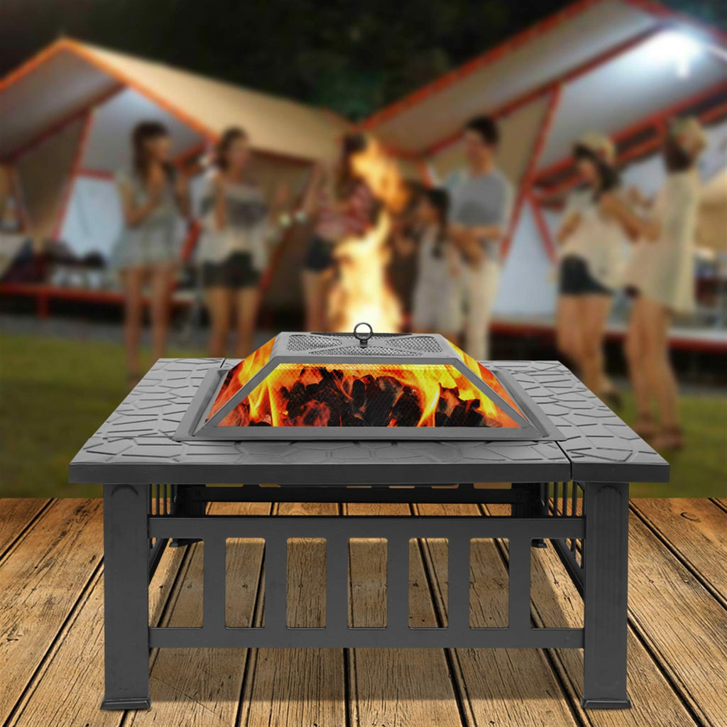 32in Square Metal Fire Pit Table S924
