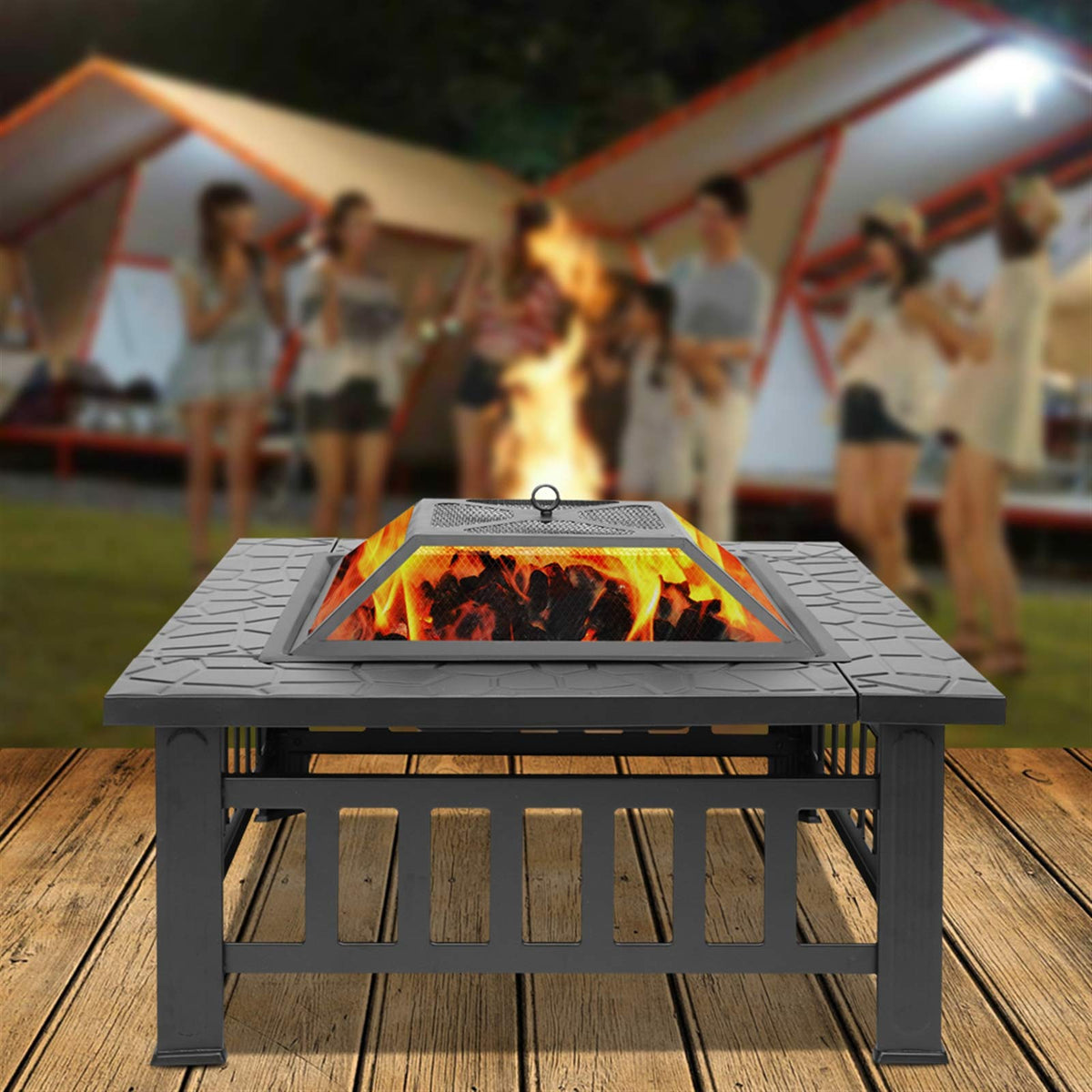 32in Square Metal Fire Pit Table S924