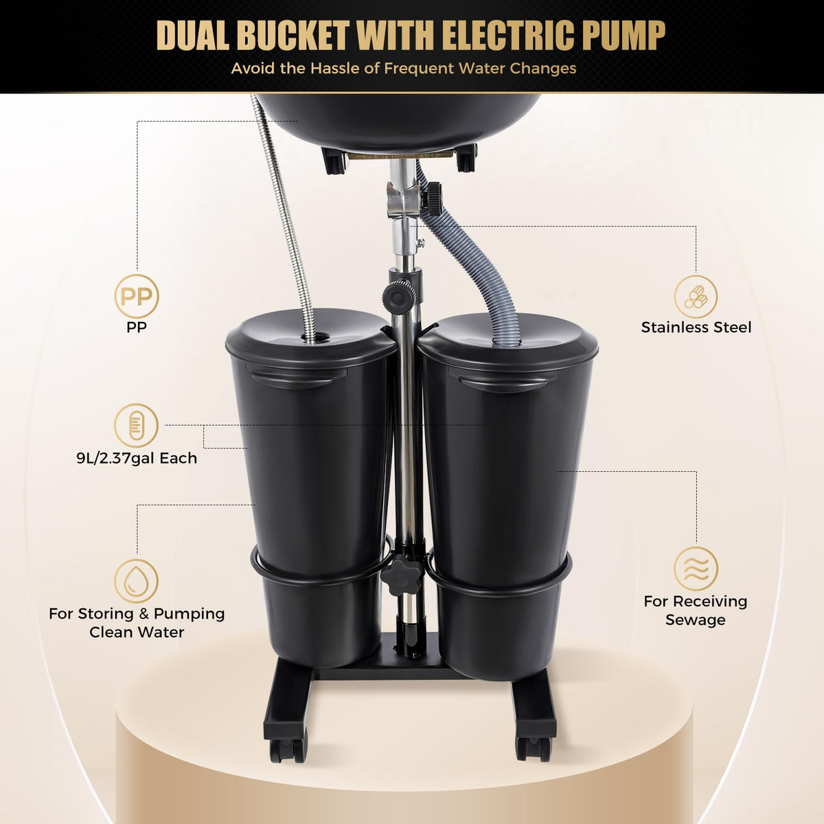 Portable Plastic Shampoo Bowl with Electric Pump U4484