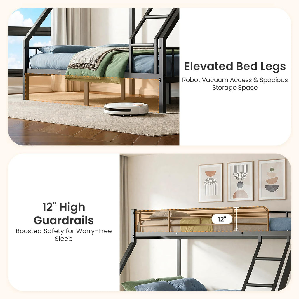 Twin XL Over Queen Bunk Bed with Angled Ladder I539027