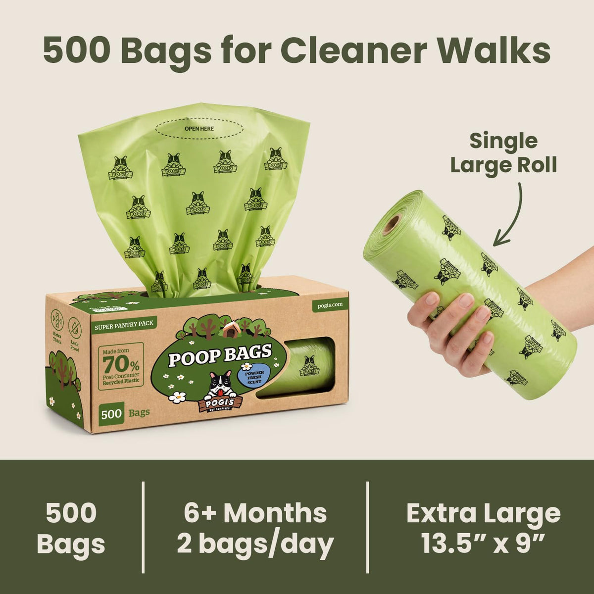Large Dog Poop Bags, 500 Bags L38561