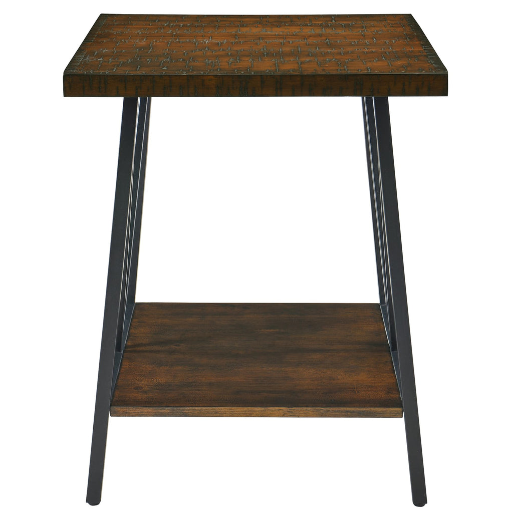 Mid Century Modern End Table with Storage, 2-Tier Open Shelves, Cherry Walnut K78687