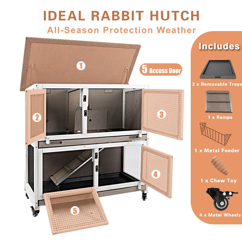 36" L 2-Story Rabbit Hutch on 4 Wheels G1042