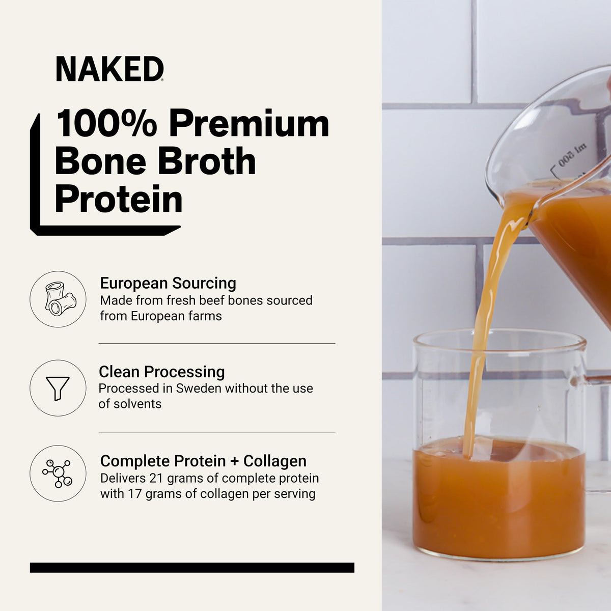 Beef Bone Broth Protein Powder 21G Protein 17G Collagen Unflavored K255
