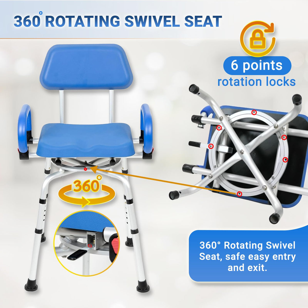 Swivel Shower Chair with Padded Seat, Back & Arms S462127