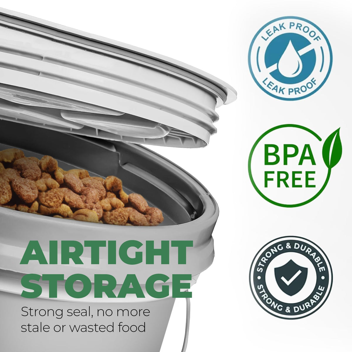 Airtight Pet Food Storage Container 25 lbs Grey Y682