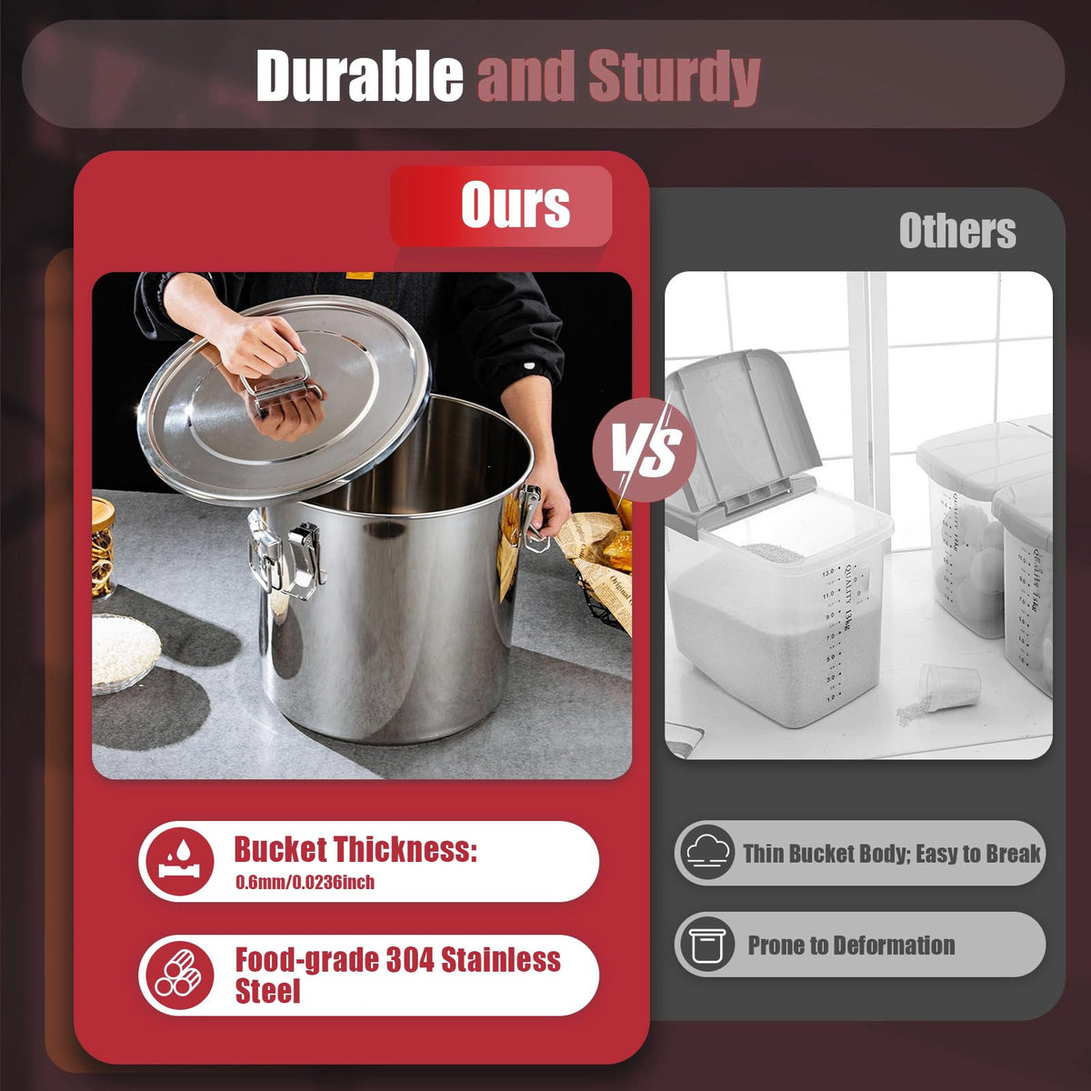 5.5Gal 304 Stainless Steel Airtight Canister K13504