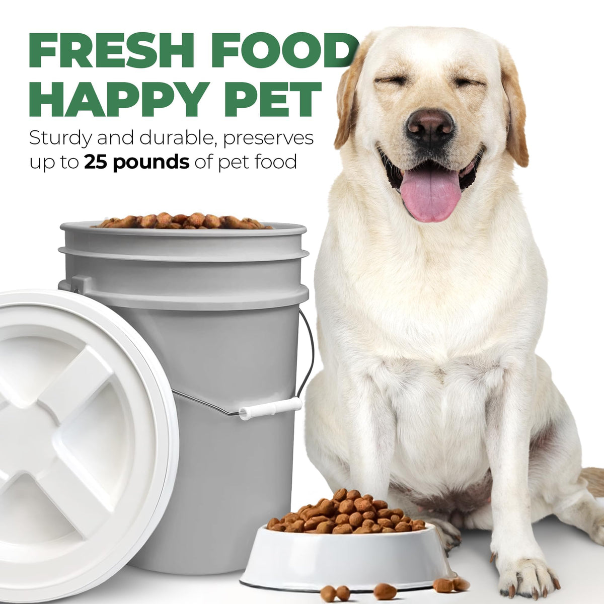 Airtight Pet Food Storage Container 25 lbs Grey Y682