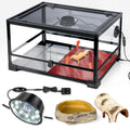 20 Gallon Reptile Terrarium Starter Kit with Heating System Thermostat UVB Light Hide Cave Feeding Dish C69496