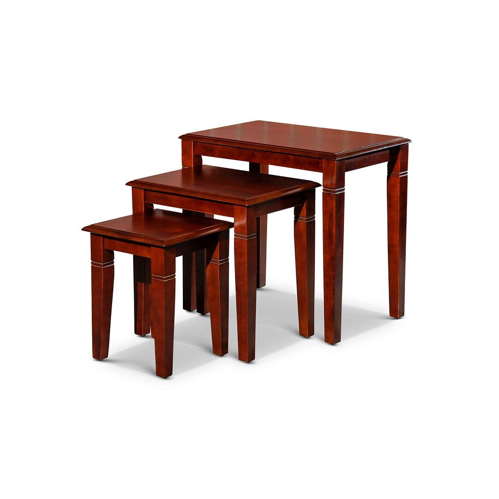 Wooden Nesting Tables Set of 3 Cherry Finish A6946