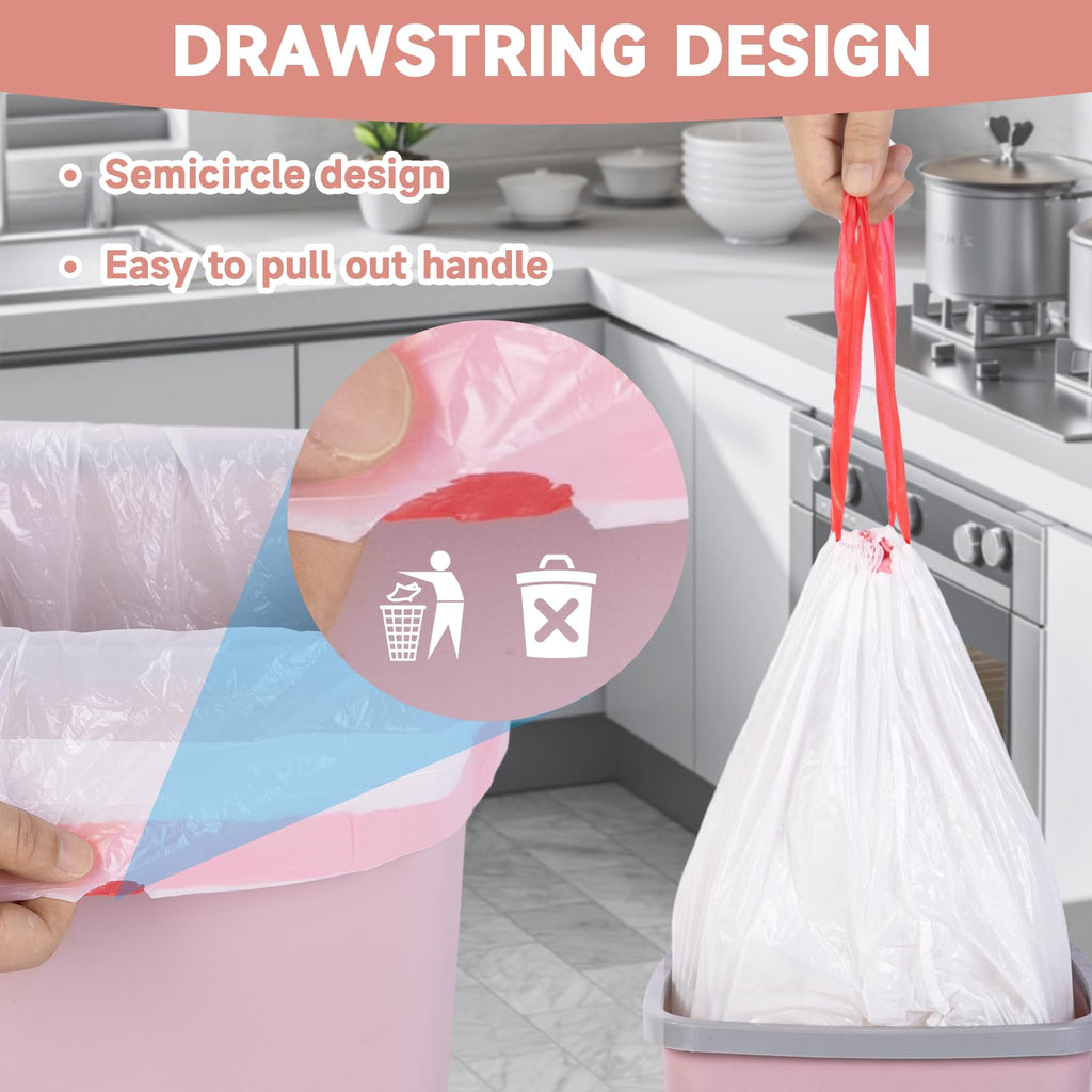 2 Gallon White Drawstring Trash Bags 60 Count N8051