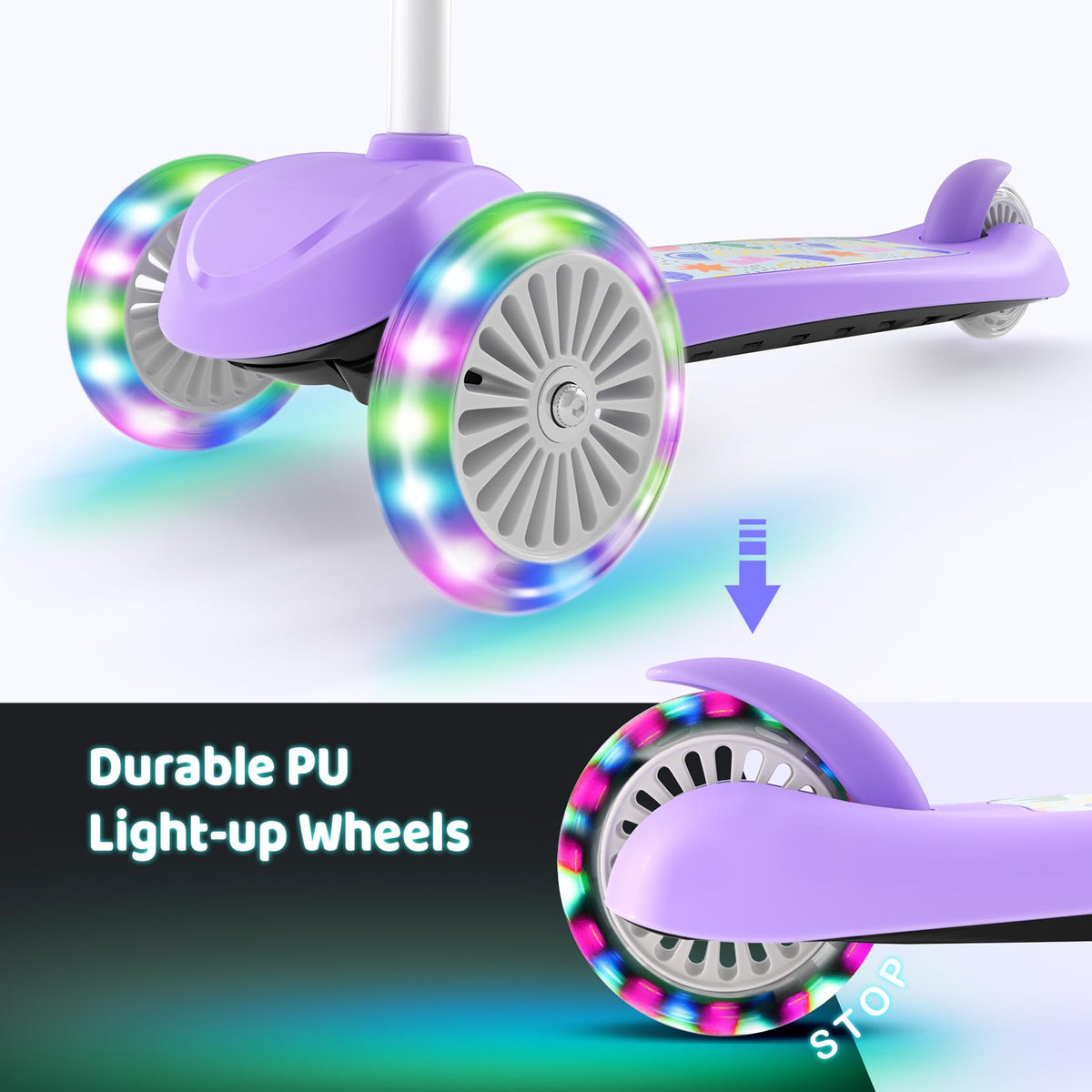 Kids 3-Wheel Scooter with Light-Up Wheels J621
