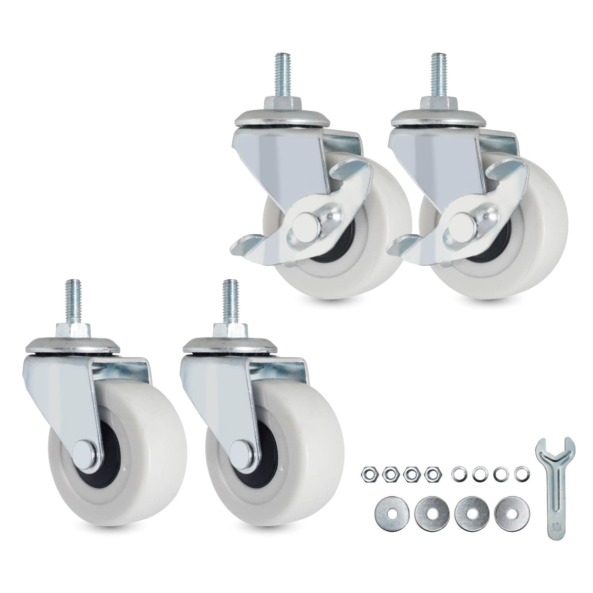 2 Inch PVC Threaded Stem Caster Wheels, Set of 4 F316