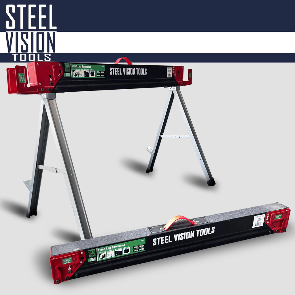 Folding Heavy Duty Metal Sawhorse 2 Pack with 2x4 Support Bracket O526