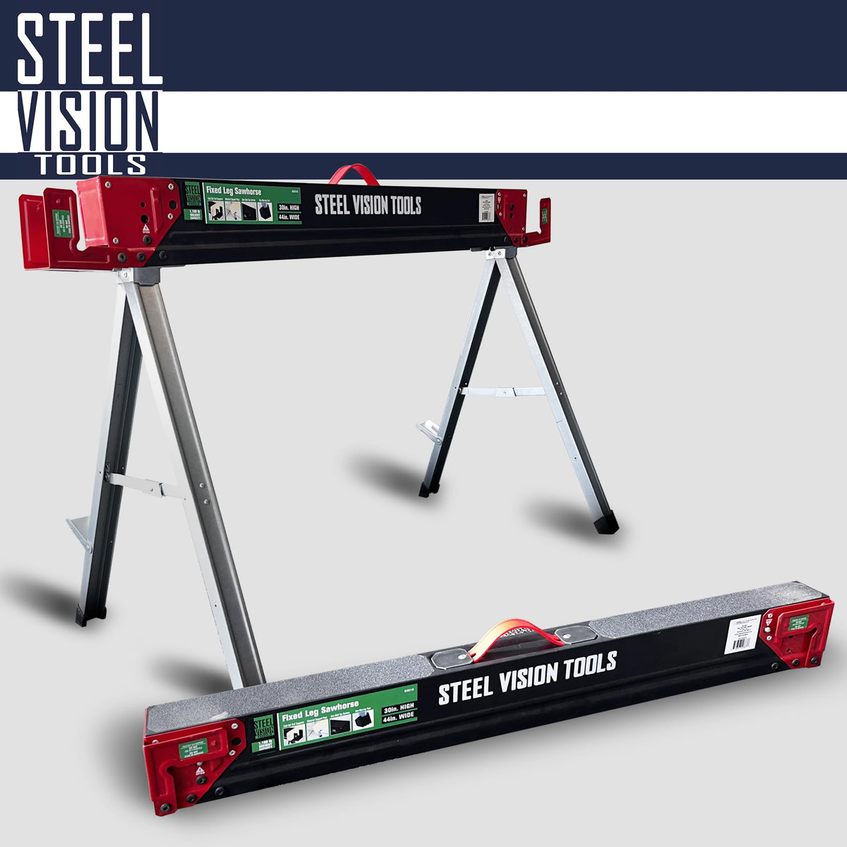 Folding Heavy Duty Metal Sawhorse 2 Pack with 2x4 Support Bracket O526