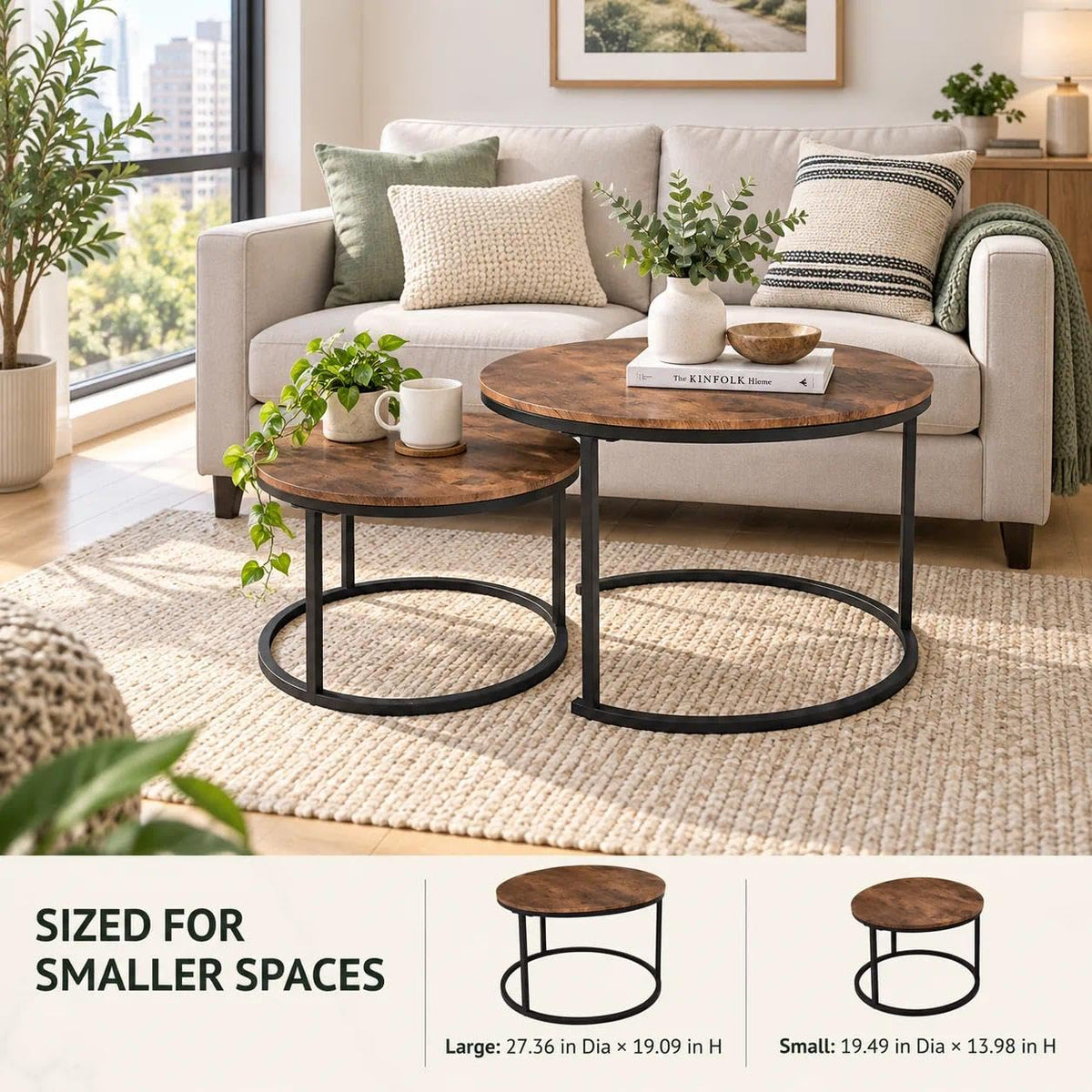 Round Nesting Coffee Table Set of 2 G574800
