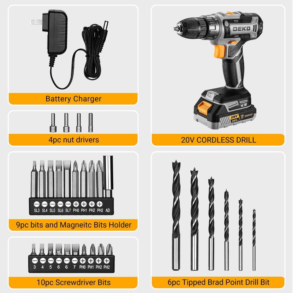 Cordless Drill 20V with Battery and Charger W980658