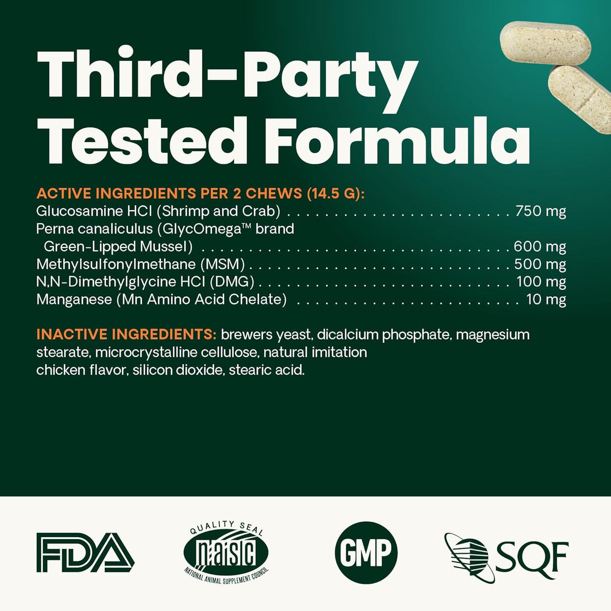 Chicken Hip & Joint Tablets for Dogs, 120 Count U576046