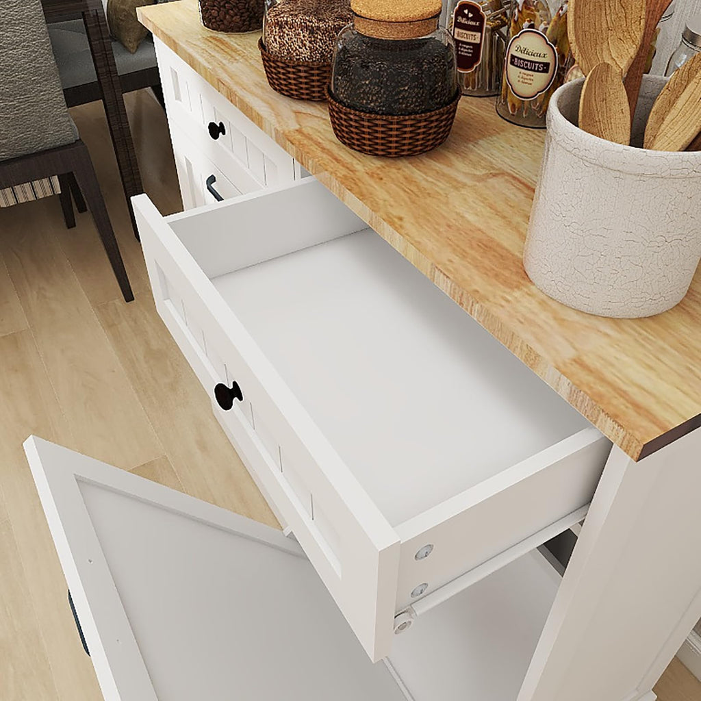 White Double Tilt Out Trash Cabinet with 2 Drawers Y672
