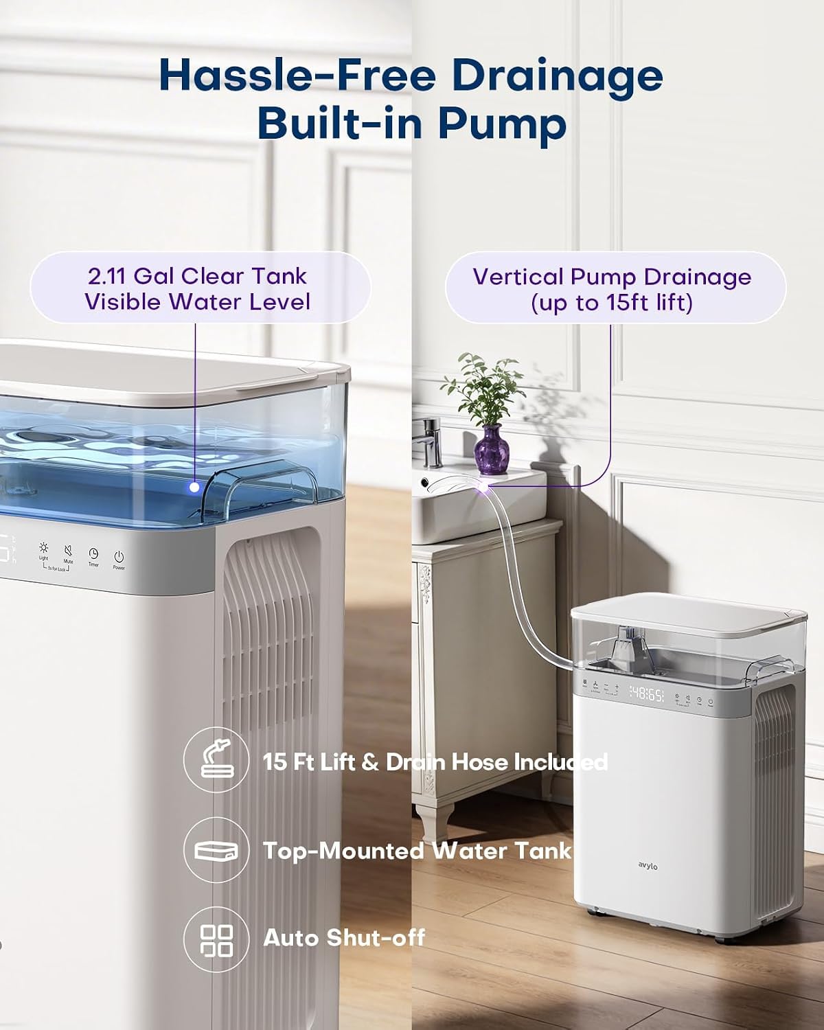 White Dehumidifier with Pump and Hose T629349