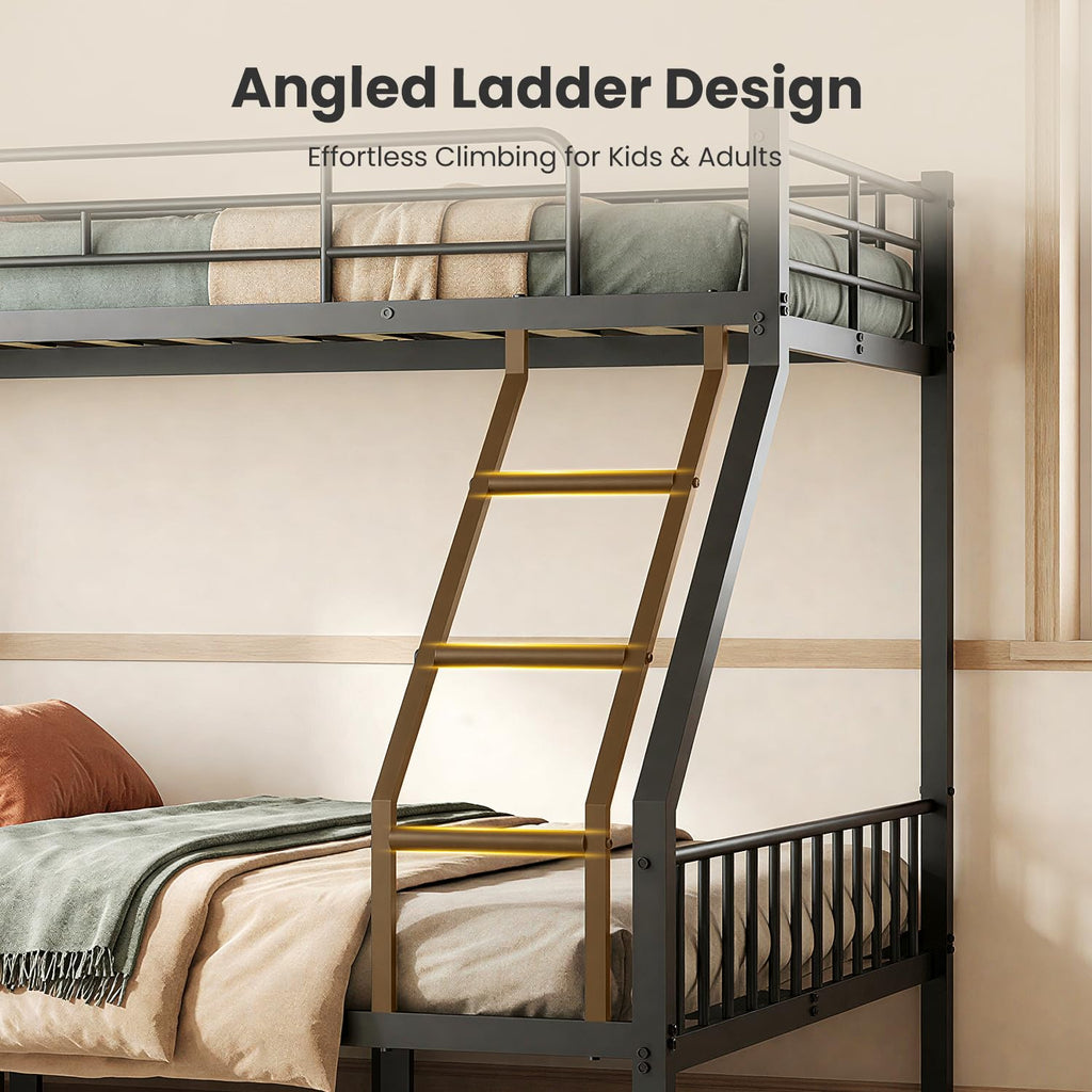 Twin XL Over Queen Bunk Bed with Angled Ladder I539027