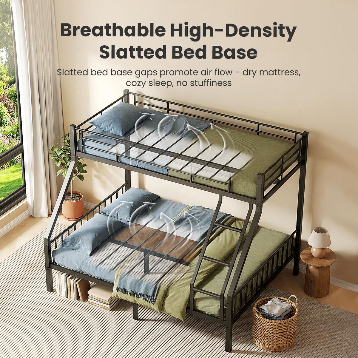 Twin XL Over Queen Bunk Bed with Angled Ladder I539027