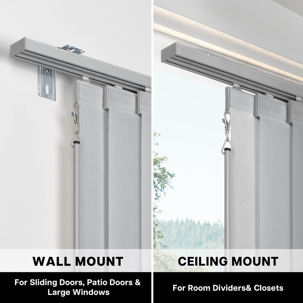Adjustable Light Filtering Grey Panel Track Blinds Y613